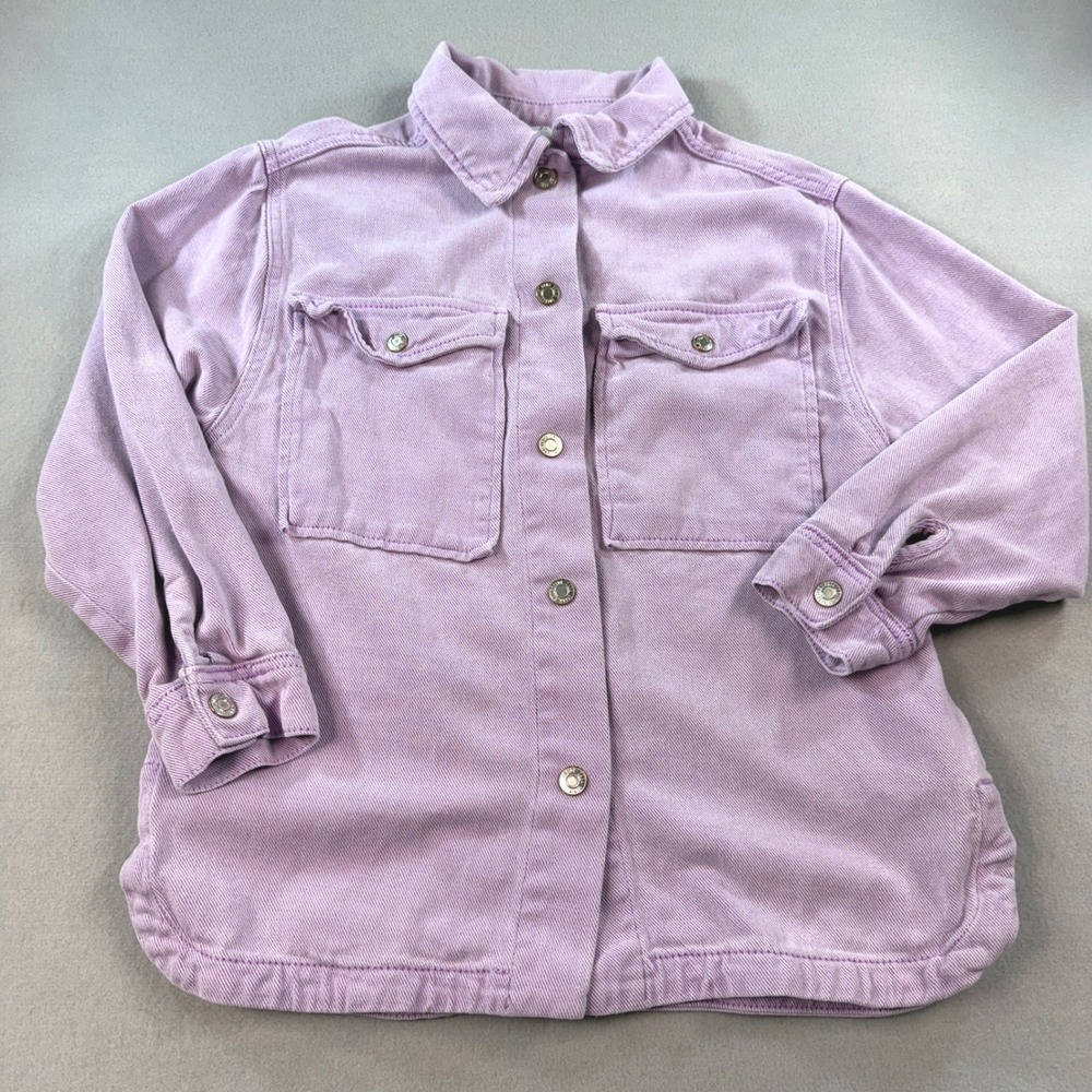 Zara Button Down Shacket Kids Long Sleeve Purple Excellent Girls Size 11-12